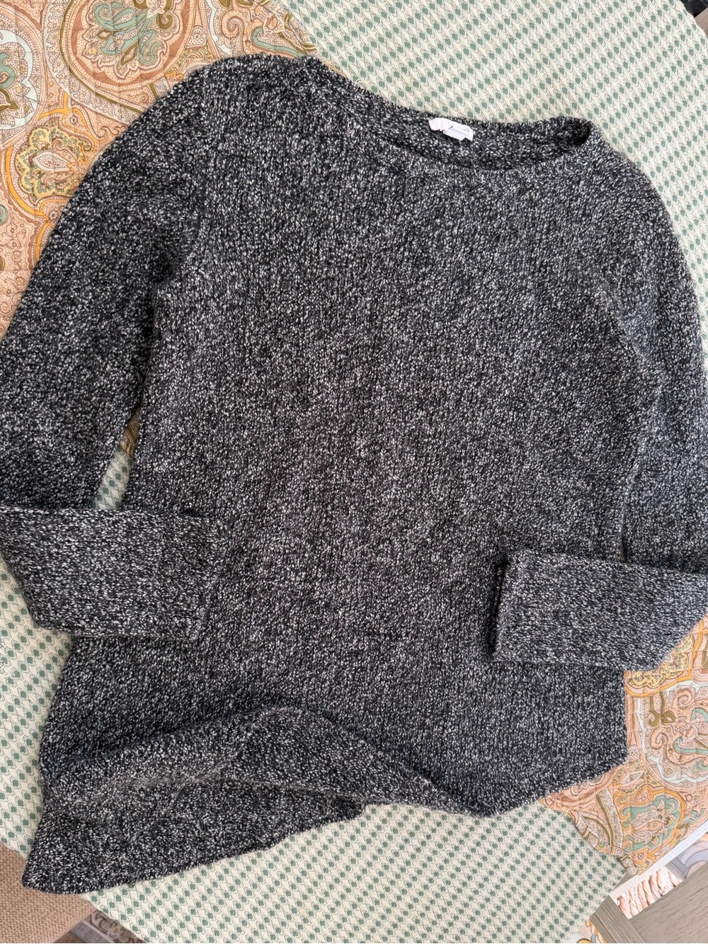 Pure Jill Sweater Wool Blend Asymmetrical Hem Women's XS Marled Sweater Crewneck